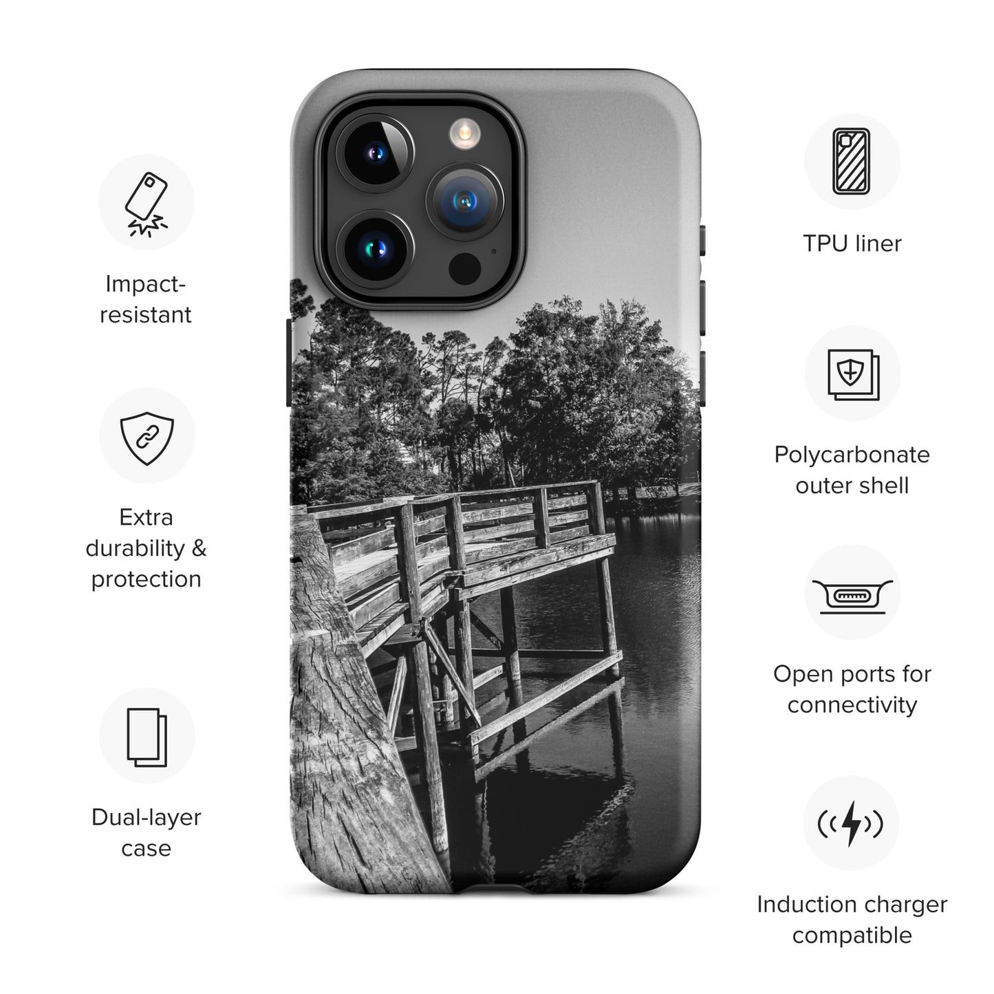 Palm Coast Boardwalk Tough Case for iPhone® Blk/Wht